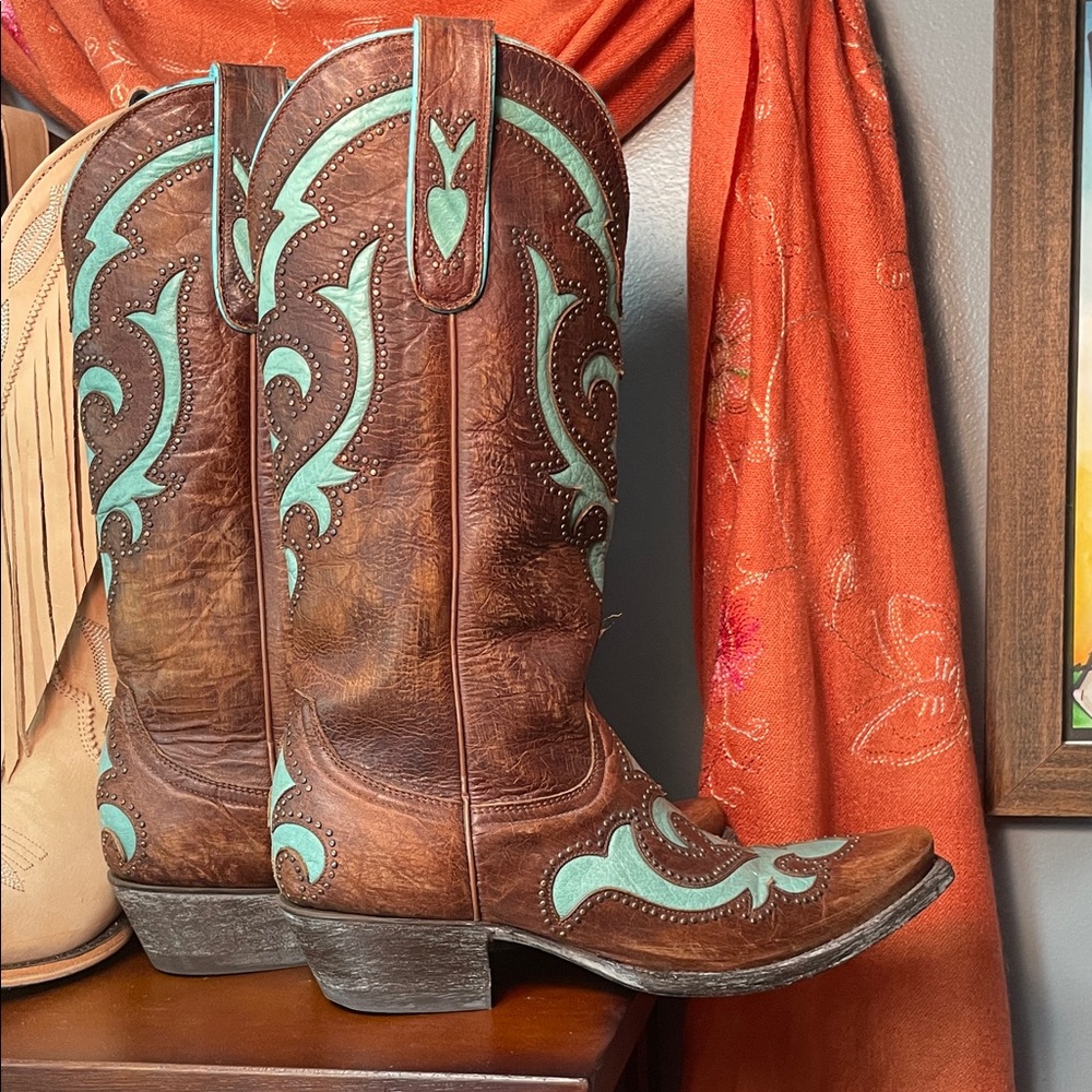 Old Gringo Brown and Turquoise Kailani Stud Boots - Picture 4 of 9